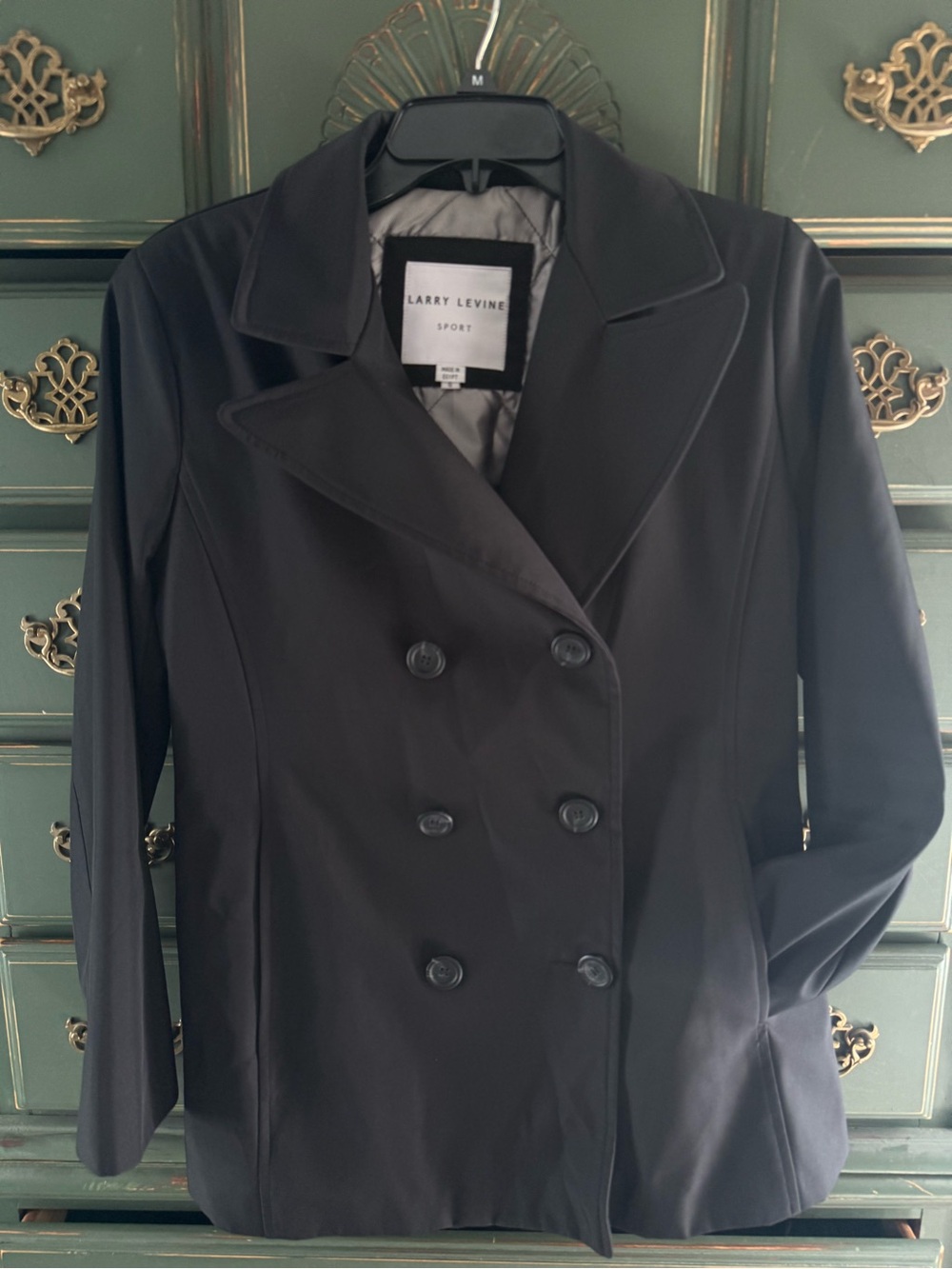 Larry Levine Black Double-Breasted Pea Coat